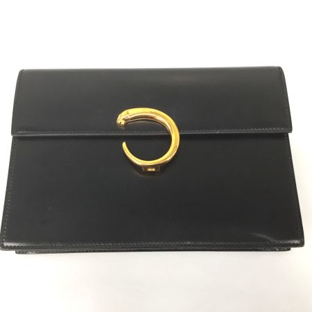  Cartier カルティエ パンテール スクエア型 パンサー レザー ヴィンテージ 2WAY ショルダー紐欠品 クラッチバッグ ブラック