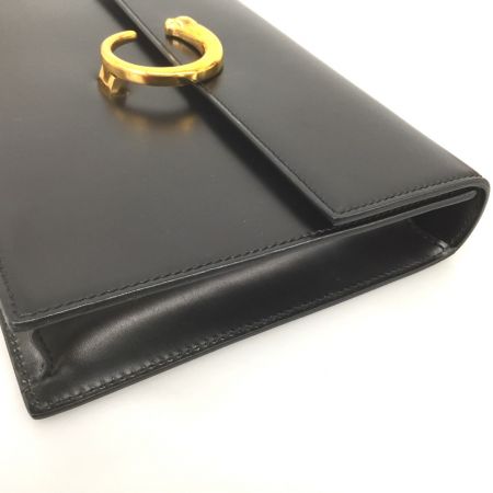  Cartier カルティエ パンテール スクエア型 パンサー レザー ヴィンテージ 2WAY ショルダー紐欠品 クラッチバッグ ブラック