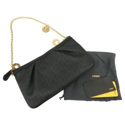 △△ FENDI フェンディ ズッカ柄 PVC アクセサリーポーチ 8BR594-FBS ブラック Bランク