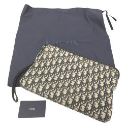 △△ Christian Dior クリスチャンディオール セカンドバッグ トロッターライン  内ポケット仕切り破損 クラッチバッグ ネイビー Bランク