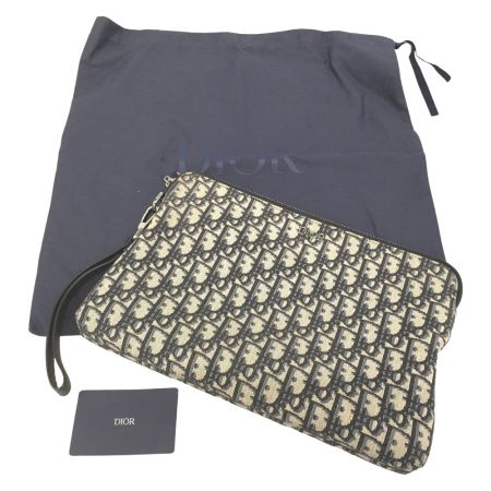 Christian Dior クリスチャンディオール セカンドバッグ トロッターライン  内ポケット仕切り破損 クラッチバッグ ネイビー