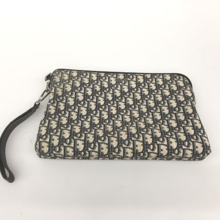  Christian Dior クリスチャンディオール セカンドバッグ トロッターライン  内ポケット仕切り破損 クラッチバッグ ネイビー