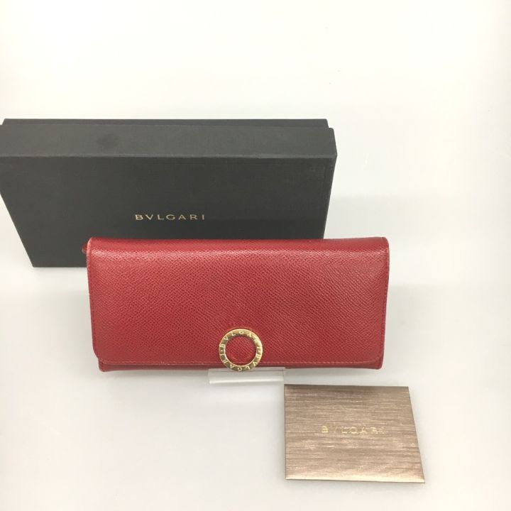 BVLGARI ブルガリ 長財布 クリップラージウォレット レッド - 中古