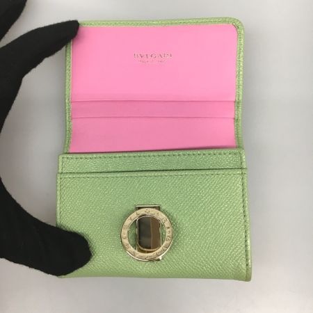  BVLGARI ブルガリ カードケース 小銭入れ グリーン×ピンク
