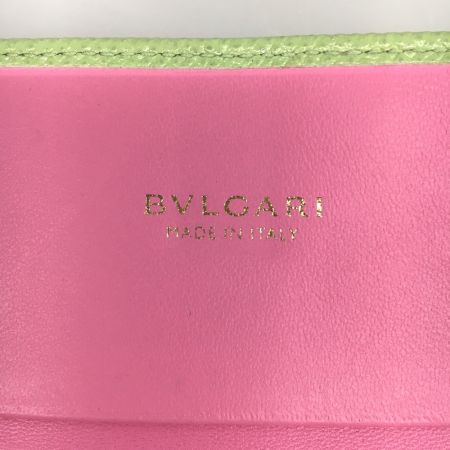  BVLGARI ブルガリ カードケース 小銭入れ グリーン×ピンク