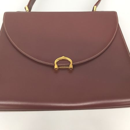  Cartier カルティエ マストライン 自立型 ハンドバッグ　一部保護フィルム有 ボルドー