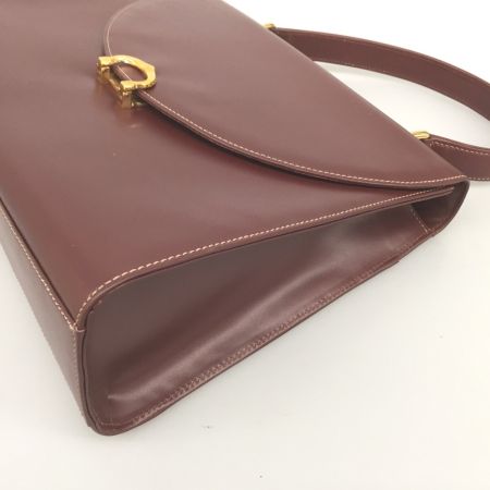  Cartier カルティエ マストライン 自立型 ハンドバッグ　一部保護フィルム有 ボルドー