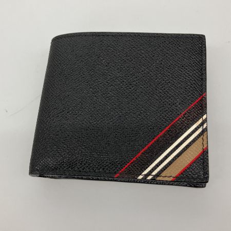  BURBERRY LONDON バーバリーロンドン 二つ折り財布　アイコンストライプ 布袋付 8033846 ブラック