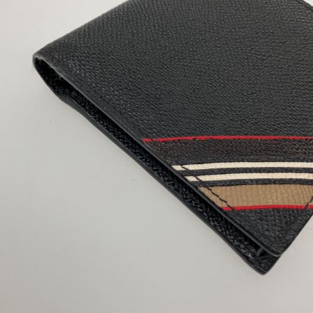  BURBERRY LONDON バーバリーロンドン 二つ折り財布　アイコンストライプ 布袋付 8033846 ブラック