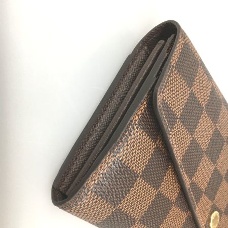  LOUIS VUITTON ルイヴィトン 長財布 ダミエ ポルトフォイユサラ ICチップ 反りあり N63209 ブラウン