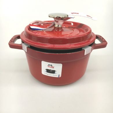 STAUB ストウブ 両手鍋 ピコ・ココット ラウンド チェリー 14cm 鋳鉄 ガス/IH両対応｜中古｜なんでもリサイクルビッグバン