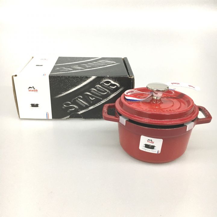 STAUB ストウブ 両手鍋 ピコ・ココット ラウンド チェリー 14cm 鋳鉄 ガス/IH両対応｜中古｜なんでもリサイクルビッグバン