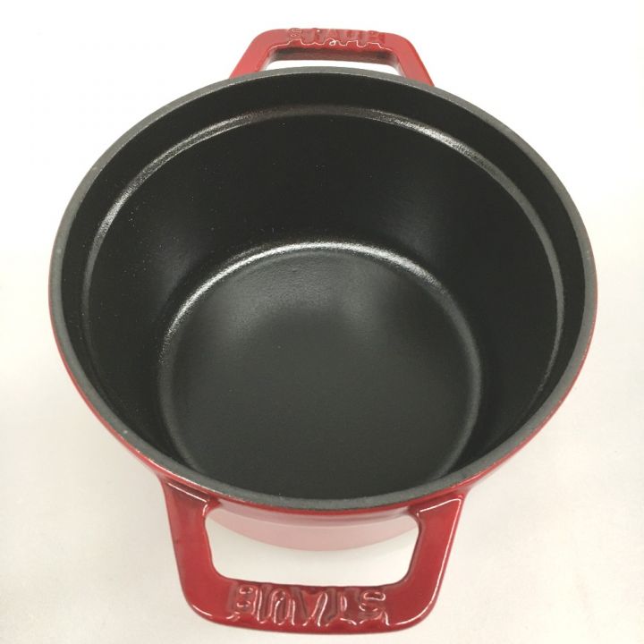 STAUB ストウブ 両手鍋 ピコ・ココット ラウンド チェリー 14cm 鋳鉄 ガス/IH両対応｜中古｜なんでもリサイクルビッグバン