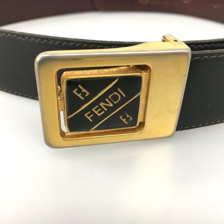  FENDI フェンディ S.A.S バックルロゴ レザーベルト ヴィンテージ 250-70077 ブラック×ブラウン