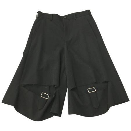  COMME des GARCONS コムデギャルソン BLACK COMME des GARCONS ウールカットデザインベルト付 ハーフパンツ XS 1L-P011 ブラック