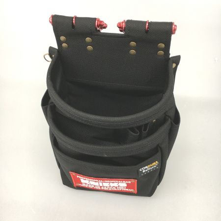 ЗЗ KNICKS コーデュラバリスティック ３段腰袋 チェーン金具付 ホダカ限定 BA-301DDX ブラック×レッド 赤ワッペン