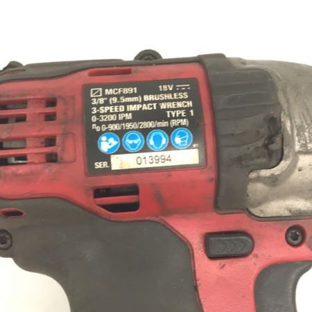  MAC TOOLS マック 3/8インチ ブラシレスインパクトレンチ MCF891 レッド コードレス式 18V バッテリー1個付