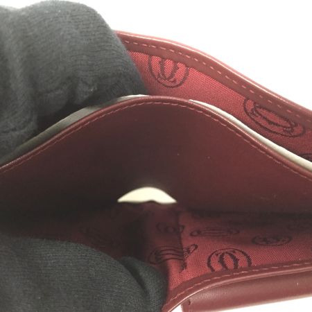  Cartier カルティエ マストライン 折り財布 コンパクトウォレット　カーフスキン　ゴールド金具 L3000451 ボルドー