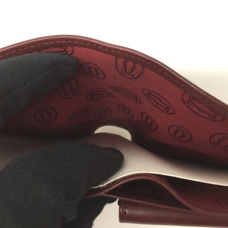  Cartier カルティエ マストライン 折り財布 コンパクトウォレット　カーフスキン　ゴールド金具 L3000451 ボルドー