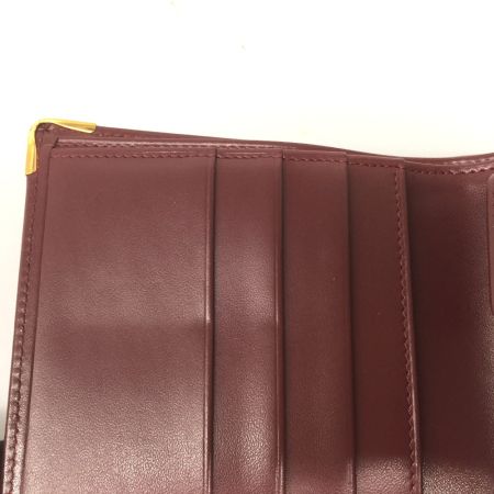  Cartier カルティエ マストライン 折り財布 コンパクトウォレット　カーフスキン　ゴールド金具 L3000451 ボルドー