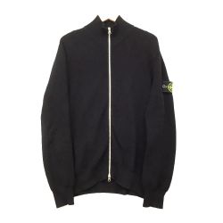 △△ STONE ISLAND ストーンアイランド コンパスパッチ カーディガン ドライバーズニット　サイズM V0029 ブラック Bランク