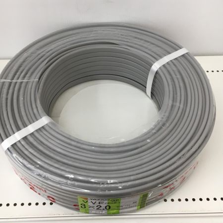  YAZAKI 電材 VVFケーブル　グレー 3芯2.0㎜×100m　 2024年11月 製造