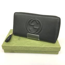 △△ GUCCI グッチ レザーラウンドファスナー長財布 ソーホー SOHO アウトレット 598187 ブラック Bランク