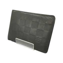△△ LOUIS VUITTON ルイヴィトン 二つ折り財布 ポルトフォイユ・ミュルティプル ダミエ・アンフィニ N63124 ブラック Cランク