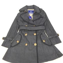 △△ BURBERRY BLUE LABEL バーバリーブルーレーベル デニムトレンチコート チェック タグ付 38 E1A01-401-28 ネイビー Sランク