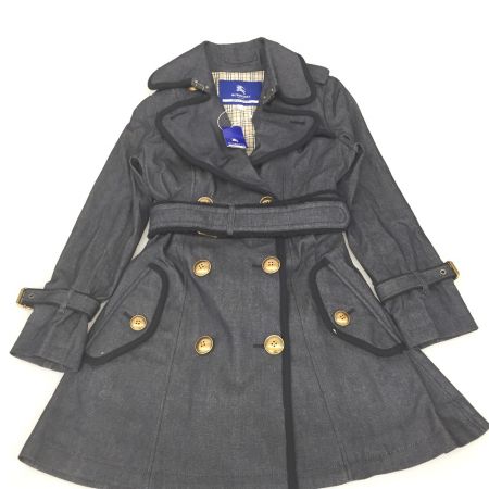  BURBERRY BLUE LABEL バーバリーブルーレーベル デニムトレンチコート チェック タグ付 38 E1A01-401-28 ネイビー