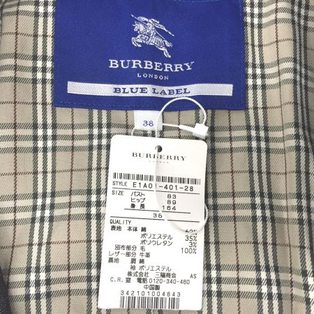  BURBERRY BLUE LABEL バーバリーブルーレーベル デニムトレンチコート チェック タグ付 38 E1A01-401-28 ネイビー