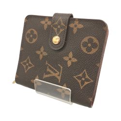 △△ LOUIS VUITTON ルイヴィトン モノグラム コンパクトジップ 二つ折り財布 M61667 ブラウン Bランク