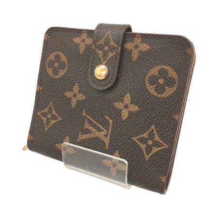  LOUIS VUITTON ルイヴィトン モノグラム コンパクトジップ 二つ折り財布 M61667 ブラウン