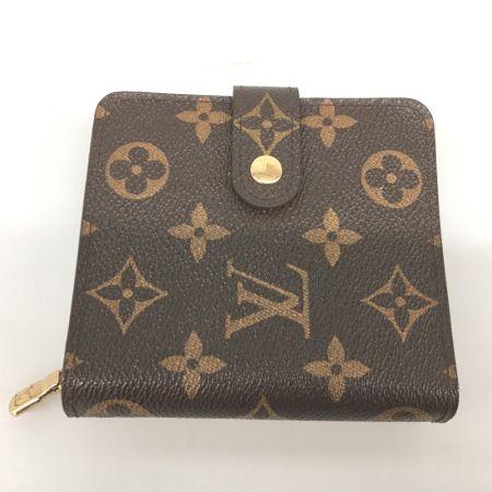  LOUIS VUITTON ルイヴィトン モノグラム コンパクトジップ 二つ折り財布 M61667 ブラウン