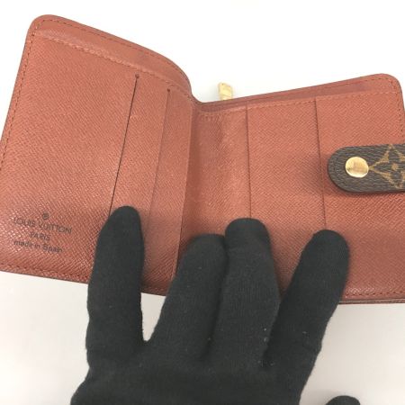  LOUIS VUITTON ルイヴィトン モノグラム コンパクトジップ 二つ折り財布 M61667 ブラウン
