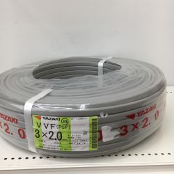 △△ YAZAKI 電材 VVFケーブル　グレー 3芯2.0㎜×100m　 2024年10月 製造 Sランク