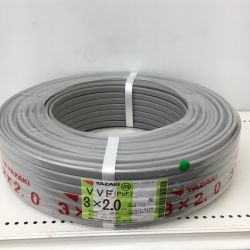 △△ YAZAKI 電材 VVFケーブル　グレー 3芯2.0㎜×100m 2024年10月製造 Sランク