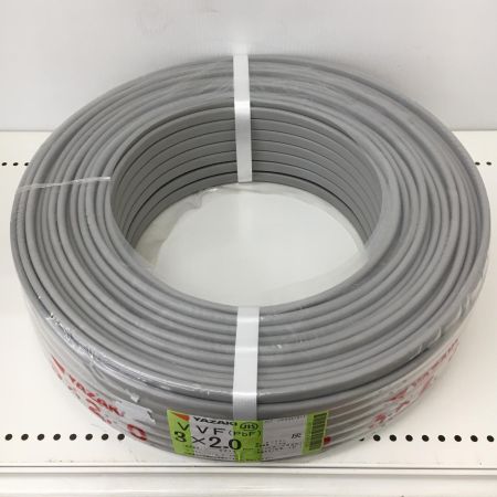  YAZAKI 電材 VVFケーブル　グレー 3芯2.0㎜×100m　 2024年10月 製造