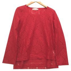 △△ COMME des GARCONS コムデギャルソン 花模様 透けレースカットソー  GB-T026 レッド Aランク