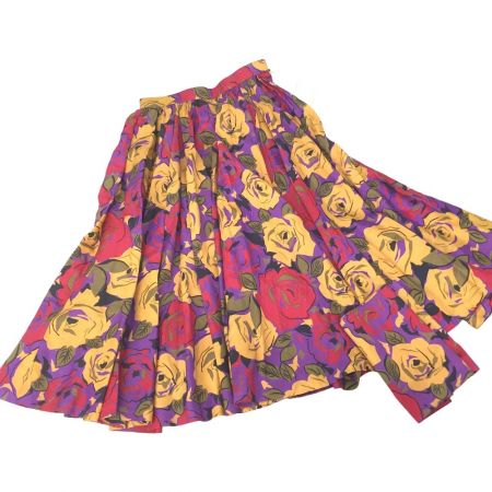  Christian Dior クリスチャンディオール プレタポルテ 薔薇柄 シルクフレアスカート タグ付 Y-TK-03