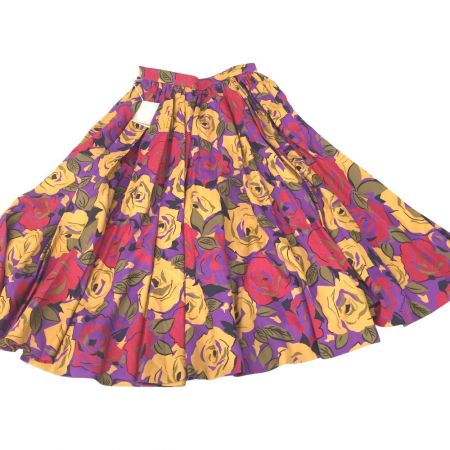  Christian Dior クリスチャンディオール プレタポルテ 薔薇柄 シルクフレアスカート タグ付 Y-TK-03