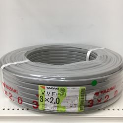 △△ YAZAKI 電材 VVFケーブル　グレー 3芯2.0㎜×100m　 2024年11月 製造 Sランク