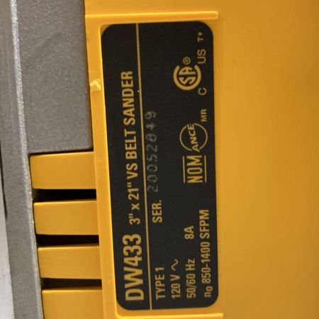  DEWALT デウォルト 3×21 ベルトサンダ コード式 100v DW433 ー