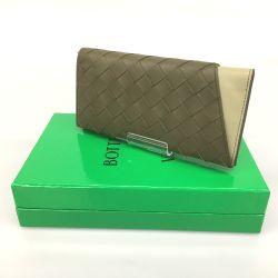 △△ BOTTEGA VENETA ボッテガヴェネタ 2つ折り長財布 イントレチャート オブリーク 箱・布袋付 マスタード Aランク