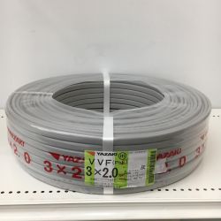 △△ YAZAKI 電材 VVFケーブル　グレー 3芯2.0㎜×100m　 2025年1月 製造 Sランク