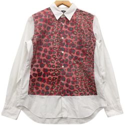 △△ BLACK COMME des GARCONS AD2020　レオパード切り替えコットンシャツ M 1G-B014 Bランク