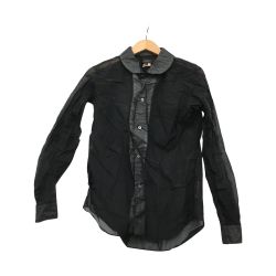 △△ BLACK COMME des GARCONS  ラウンドカラーシアーシャツ　SIZE M 1F-B023 ブラック Bランク
