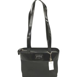 △△ CELINE セリーヌ オールド トートバッグ プレートロゴ パテントレザー MC98/1 ブラック Sランク