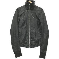 △△ RICK OWENS リックオーウェンス リックオウエンス ラムレザージャケット XS RU2761 ブラック Cランク