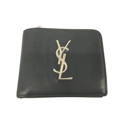 △△ Yves Saint Laurent イブサンローラン カサンドラ Lジップ 二つ折り財布 レザー 630072 ブラック Cランク